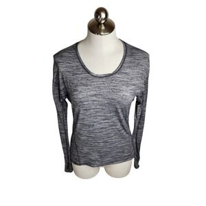 Lululemon Womens Sweat Embrace Long Sleeve Top Space Dye Seal Grey Deep Coal